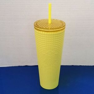2023 Starbucks Soft Touch Yellow Grid 24 oz Tumbler